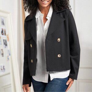 Betabrand Black Pea Coat cropped jacket sz XL women’s knit